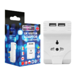50A DAEWOO UK Visitor Tourist Adaptor With 2 USB Ports 5V-2.1A 2