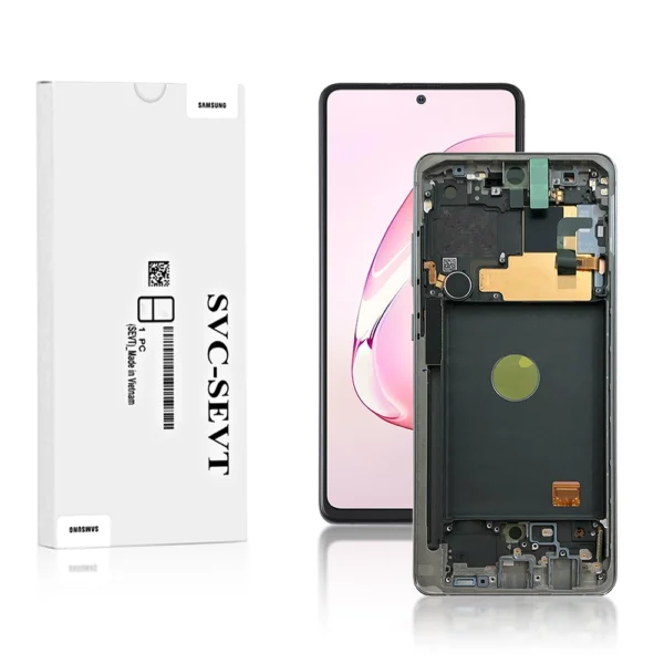 Genuine LCD Screen For Samsung Galaxy Note 10 Lite (N770) With Frame & Touchpad - Silver (GH82-22055B) - Image 1