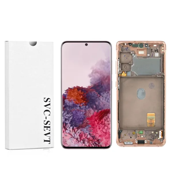 Genuine LCD Screen For Samsung Galaxy S20 FE 5G (G781B) With Frame and Touchpad - Cloud Orange  (GH82-24214F)