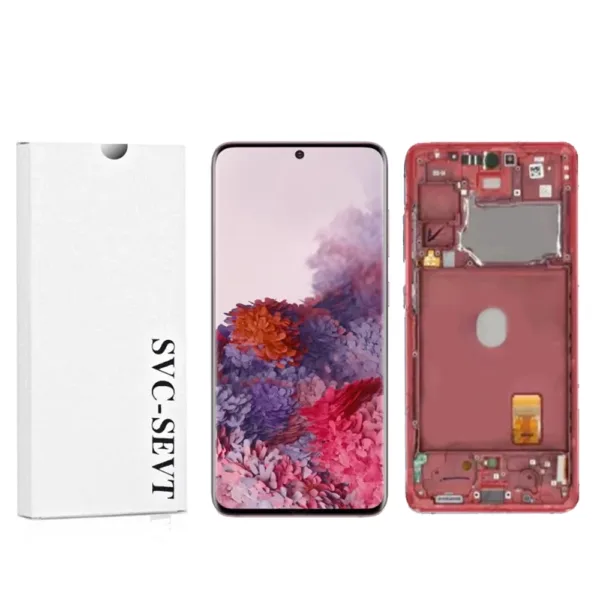 Genuine LCD Screen For Samsung Galaxy S20 FE 5G (G781B) With Frame and Touchpad - Red  (GH82-24219E)