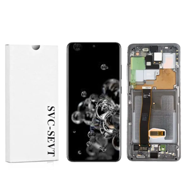 Genuine LCD Screen For Samsung Galaxy S20 Ultra 5G (G988B) With Frame and Touchpad - Cosmic Grey  (GH82-26032B)