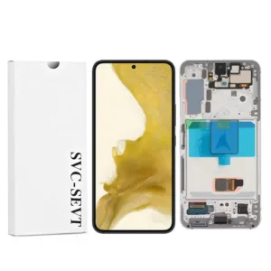 Genuine LCD Screen For Samsung Galaxy S22 5G (S901B) With Frame and Touchpad - White  (GH82-27520B)