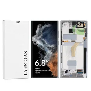 Genuine LCD Screen For Samsung Galaxy S22 Ultra 5G (S908B) With Frame and Touchpad - White  (GH82-27489C/GH82-27488C)