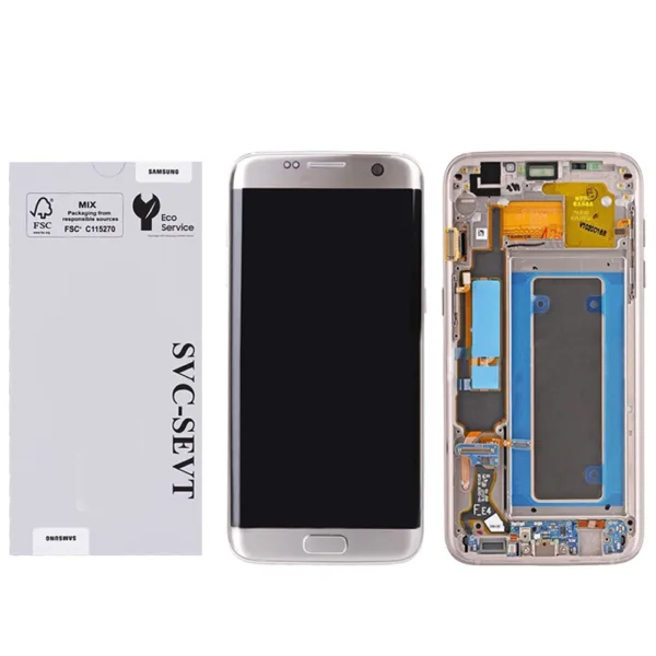 Genuine LCD Screen For Samsung Galaxy S7 Edge (G935) With Frame and Touchpad - Silver  (GH97-18533B)
