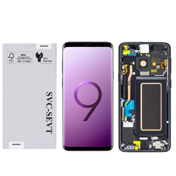 Genuine LCD Screen For Samsung Galaxy S9 (G960) With Frame and Touchpad - Black  (GH97-21696A)