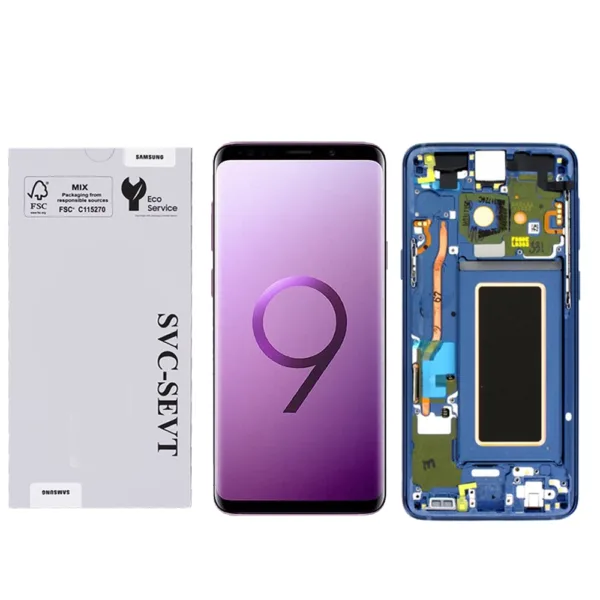 Genuine LCD Screen For Samsung Galaxy S9 (G960) With Frame and Touchpad - Blue  (GH97-21696D)