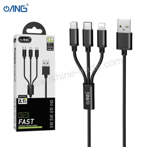 ANG 3 in 1 Data Cable with Micro / Lightning / Type C