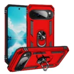 2D Slim Shockproof Ring Armor Stand Phone Cover Case for Google Pixel 10 Pro XL Red