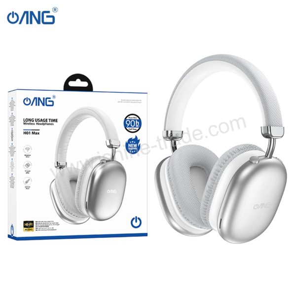 ANG H01 Max - Over Ear Wireless Bluetooth Headphone Silver