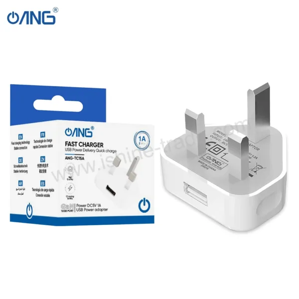 4A ANG TC15A Single USB Adaptor 1A Main iShine Trade T/A Boltify Limited