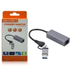7A Adapter 2IN1 USB+TYPE-C To Ethernet Black