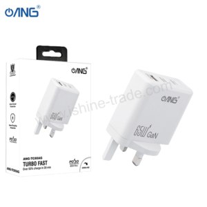 ANG TC80AG - Dual PD 65W USB C + Single USB QC3.0 GaN Turbo Adaptor