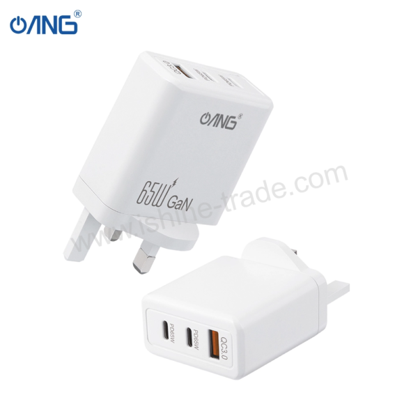 85B ANG TC80AG – Dual PD 65W USB C Single USB QC3.0 GaN Turbo Adaptor iShine Trade T/A Boltify Limited