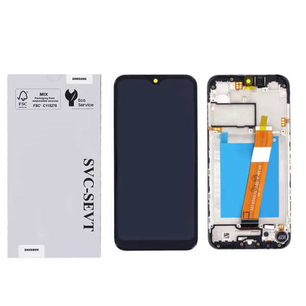 Genuine LCD Screen For Samsung Galaxy A01 (A015) With Frame and Touchpad - Black  (GH81-18209A)