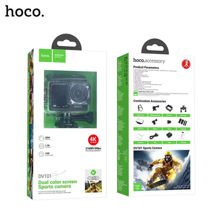 10A HOCO DV101 Dual Color Screen Sports Camera 4k HD Display 2160P 30FPS Recording Boltify Limited T/A iShine Trade
