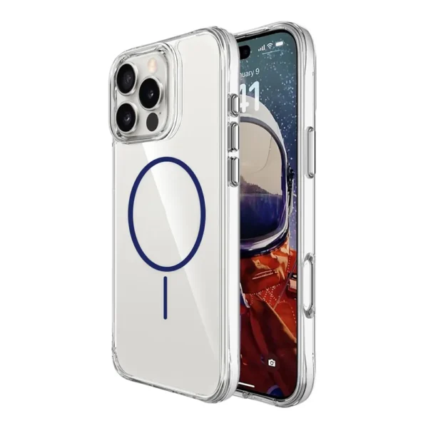 15C Clear TPU Magsafe Case iPhone 14 Pro to 16 Pro Max Blue
