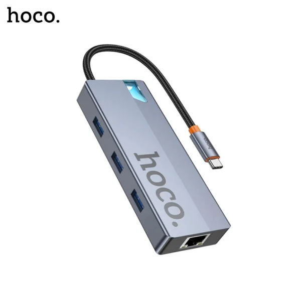 HOCO HB51 Wow 6 in 1 Multi Function Converter USB C to HDTV + PD + RJ45 + 3x USB A 3.0 - Image 2