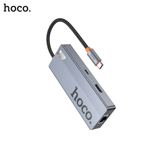 HOCO HB51 Wow 6 in 1 Multi Function Converter USB C to HDTV + PD + RJ45 + 3x USB A 3.0 - Image 3