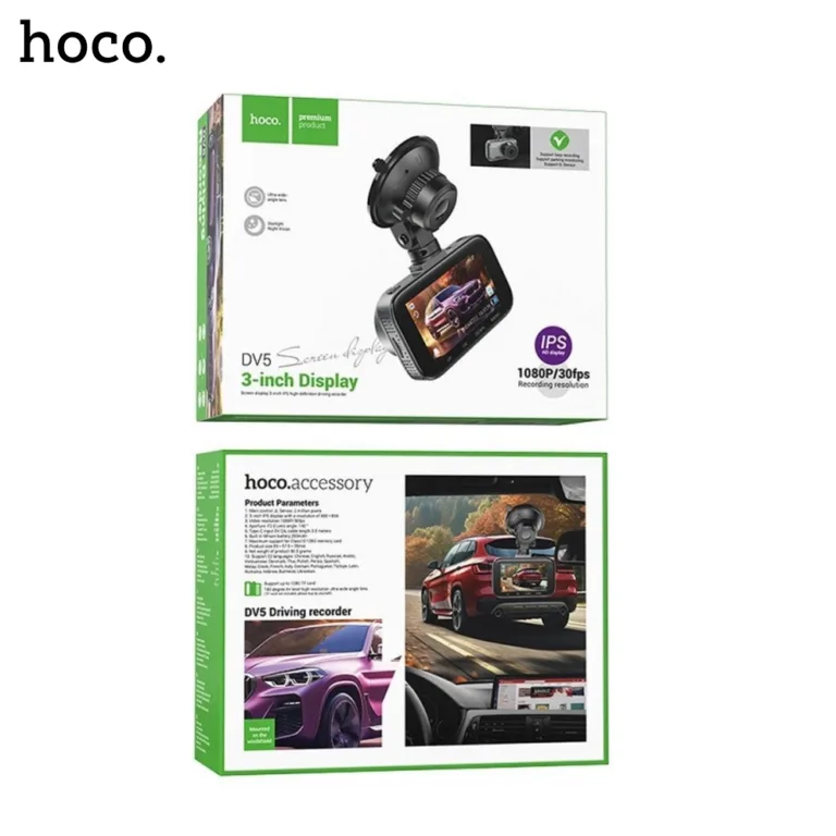 22A HOCO DV5 Driving Recorder With 3 inch IPS HD Display Boltify Limited T/A iShine Trade