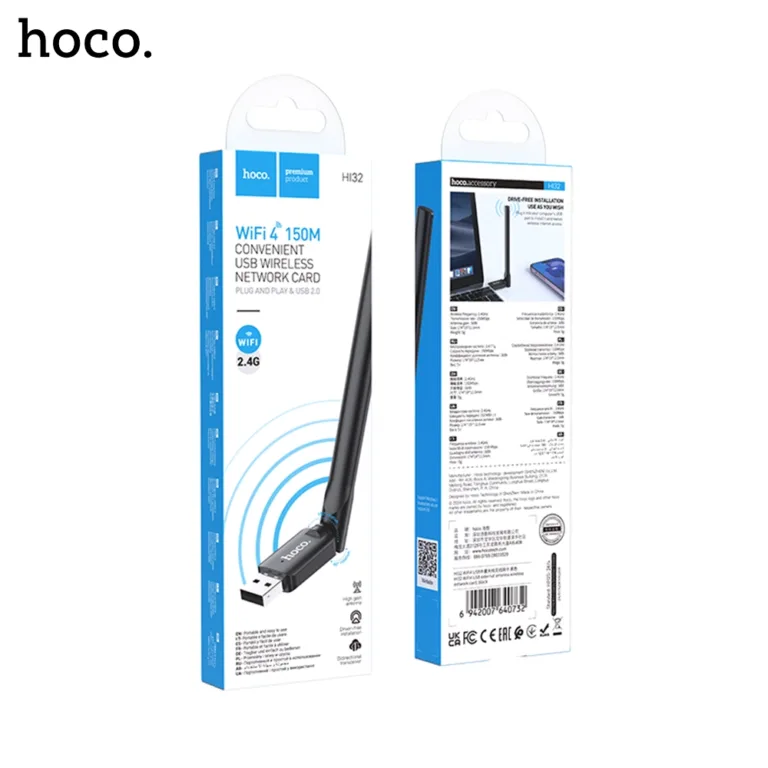 30A HOCO HI32 WiFi4 150Mbps USB External Antenna Wireless Network Card Boltify Limited T/A iShine Trade