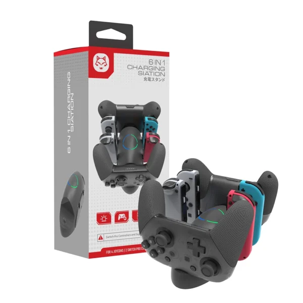 HS-SW168 6 in 1 Charging Dock Station for Switch Joy Con / Switch Pro controller - Image 1
