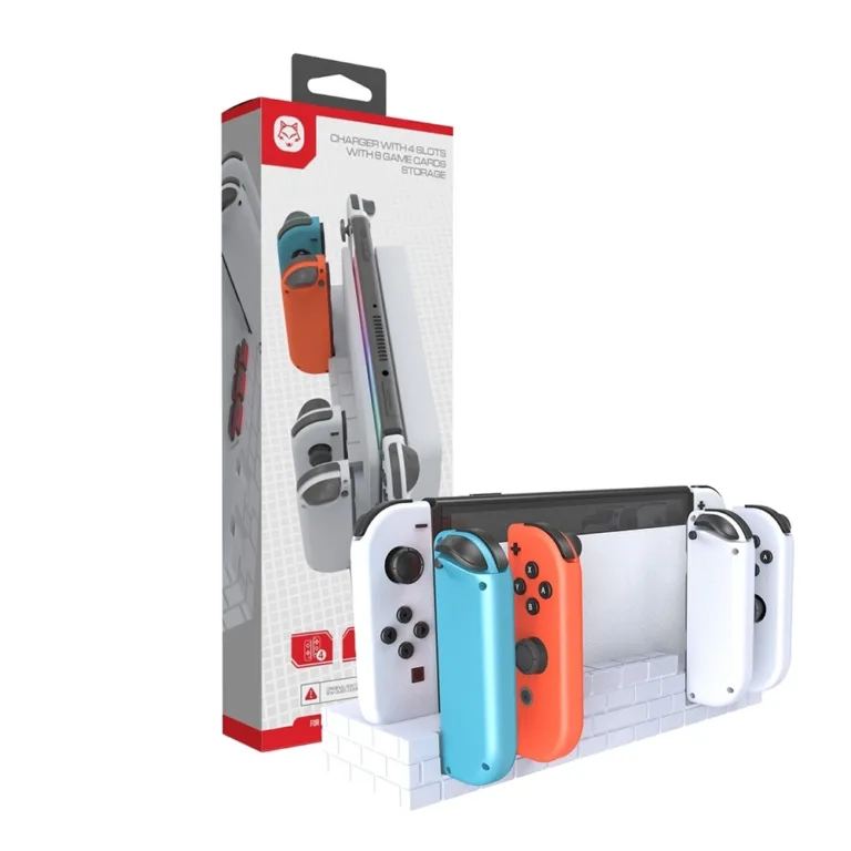 49A HS SW488W 4 Slots Joy Con Charging Dock Station With 8 Game Cards Storage for Nintendo Switch Switch OLED Boltify Limited T/A iShine Trade