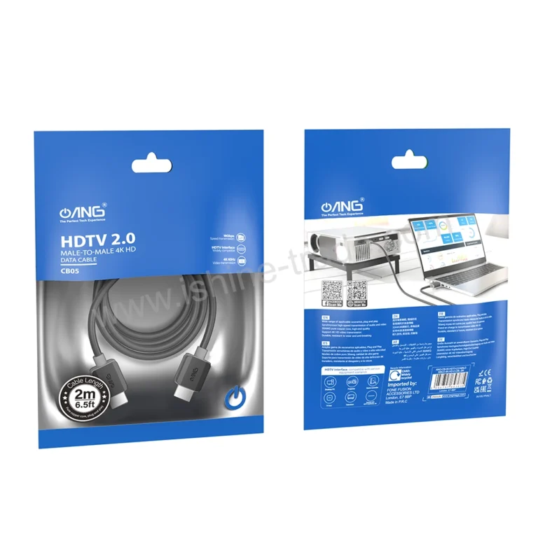 4A ANG CB05 HDTV 2.0 Male to Male 4K Ultra HD Data Cable 2 Meter 1 Boltify Limited T/A iShine Trade