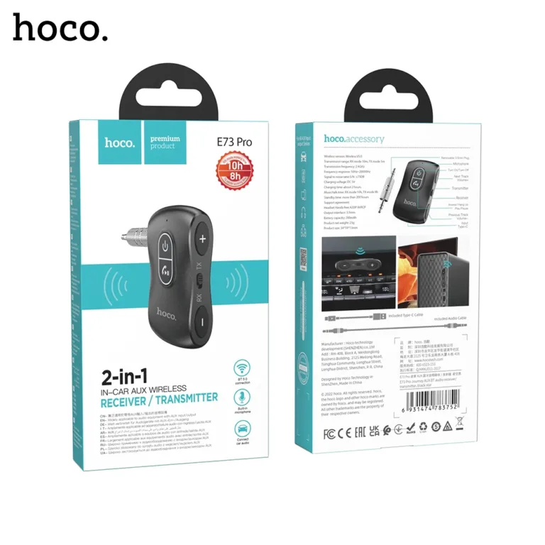 4A HOCO E73 Pro Journey 3.5mm AUX Wireless BT Audio Receiver Transmitter Boltify Limited T/A iShine Trade