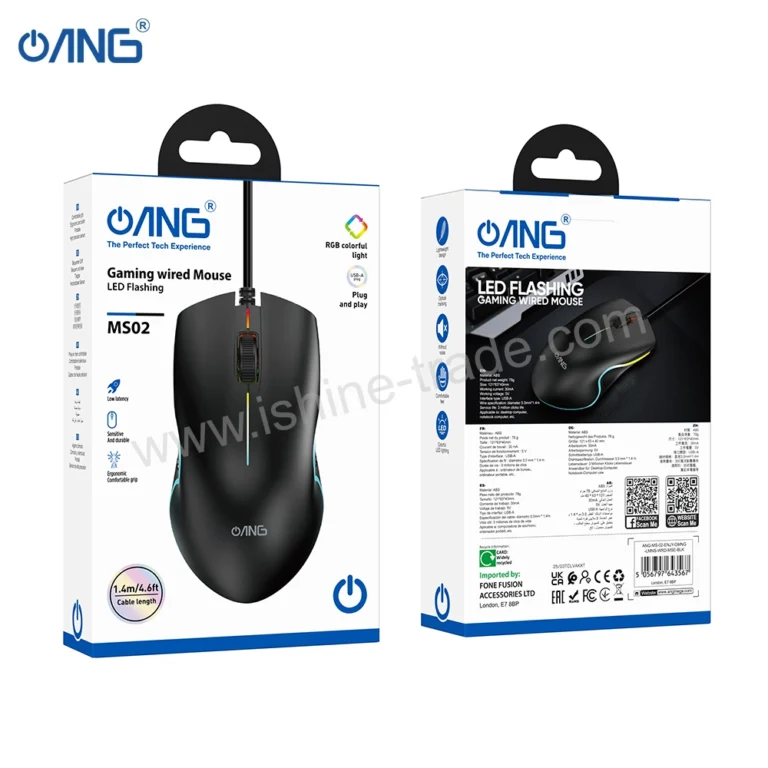 57A ANG MS02 Enjoy Gaming Luminous Wired Mouse Black Boltify Limited T/A iShine Trade