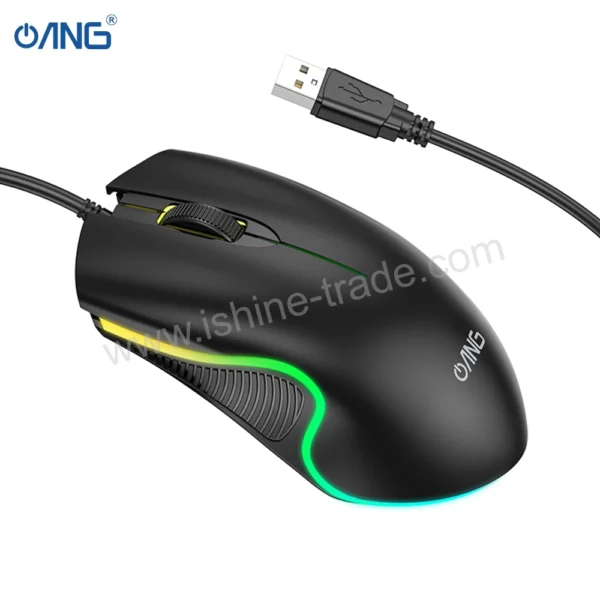 ANG MS02 Enjoy Gaming Luminous Wired Mouse - Black - Image 2