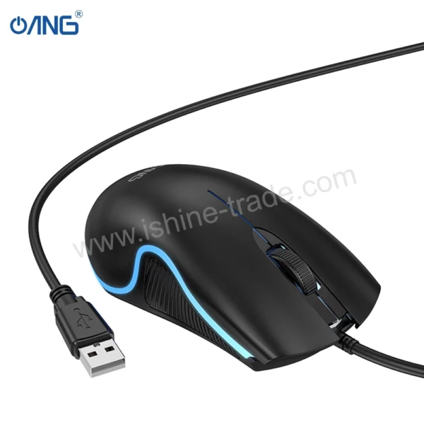 ANG MS02 Enjoy Gaming Luminous Wired Mouse - Black - Image 3
