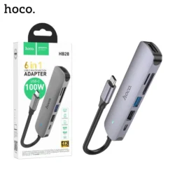HOCO HB28 Type C Hub 6 in 1 Multifunction Adapter 100W