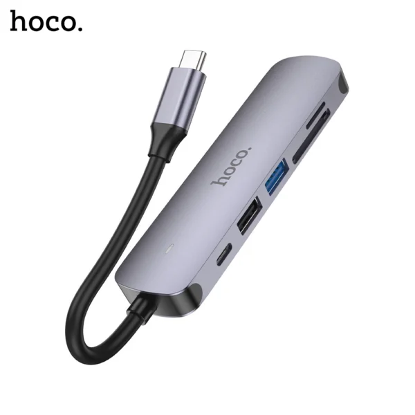 HOCO HB28 Type C Hub 6 in 1 Multifunction Adapter 100W - Image 3