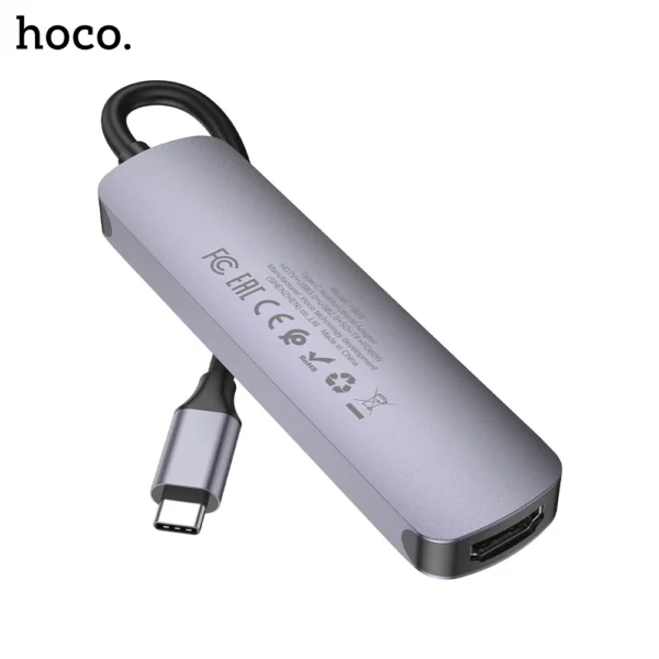 HOCO HB28 Type C Hub 6 in 1 Multifunction Adapter 100W - Image 4