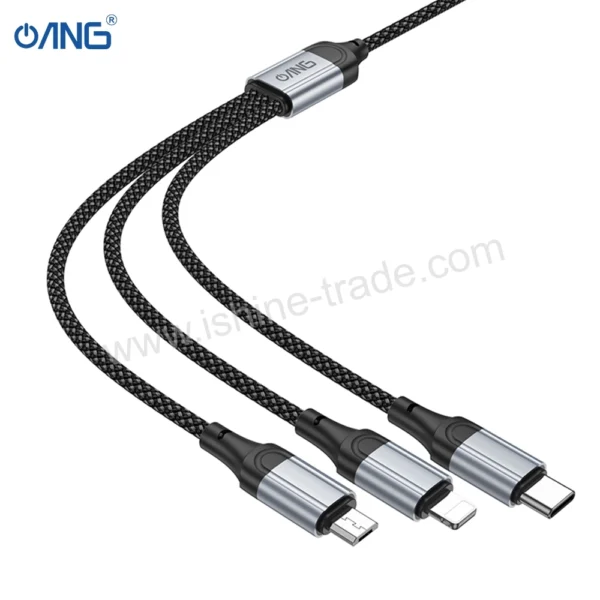 ANG CB06 3 in 1 Charging Data Cable - Lightning + Micro + Type C - Black - Image 5