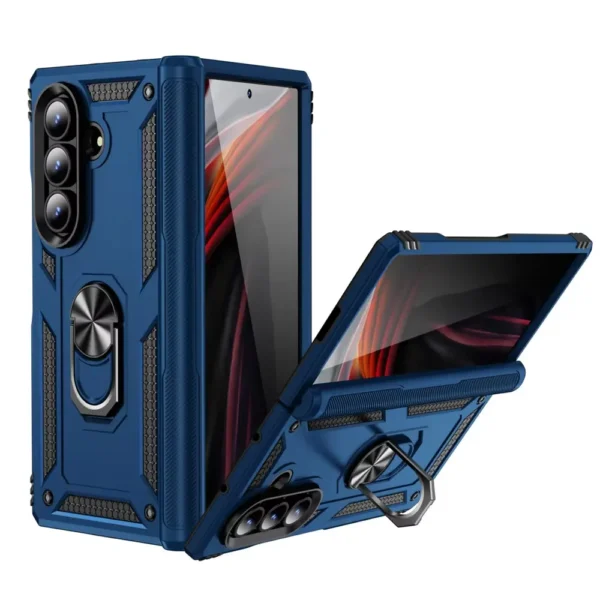 3D Ring Armor Case Samsung Galaxy Z Fold 7 Blue