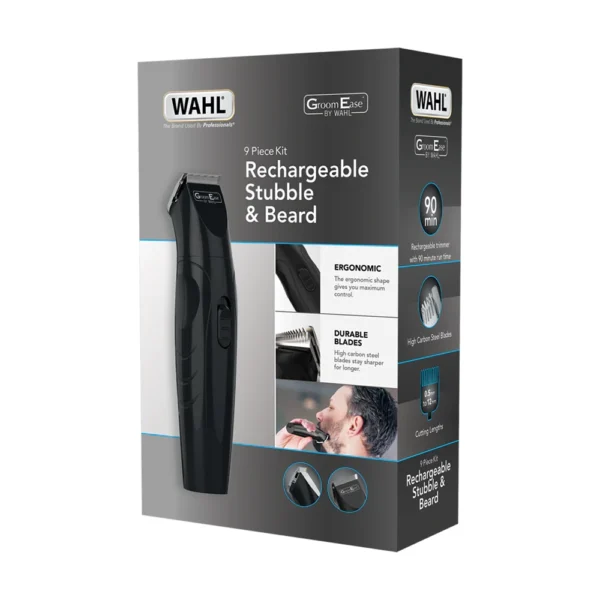 Wahl 9685-517 GroomEase 9 Pieces Kit Rechargeable Stubble & Beard Trimmer - Image 1