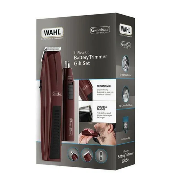 Wahl 5537-7017 GroomEase 11 Piece Kit Battery Trimmer Gift Set - Burgandy - Image 1