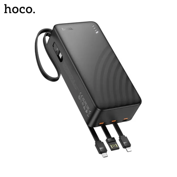 HOCO J146B Night Tide Power Bank With 4 Cables USB A/ USB C/ Micro/ iP Cables 30000mAh - Image 3