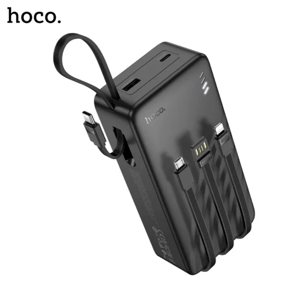 HOCO J146B Night Tide Power Bank With 4 Cables USB A/ USB C/ Micro/ iP Cables 30000mAh - Image 5