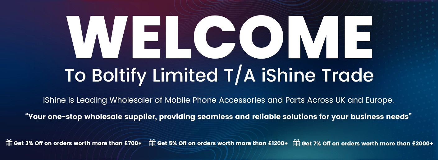 Welcome banner UK New Website 1410 X 516 Boltify Limited T/A iShine Trade