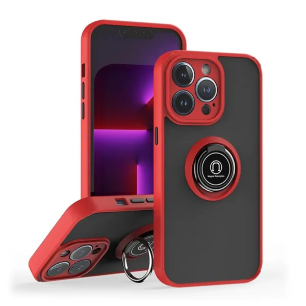 15D Shadow Ring Protective Case For iPhone 13 Pro Red