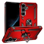 30B Slim Shockproof Ring Armor Stand Phone Case for Samsung Galaxy S25 FE Red
