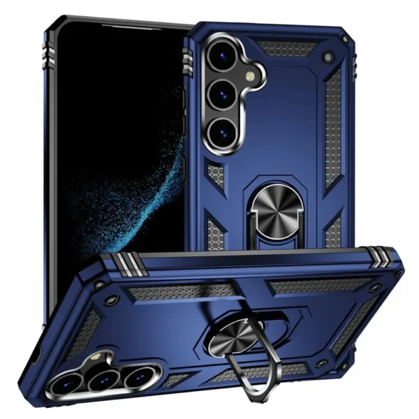 30D Slim Shockproof Ring Armor Stand Phone Case for Samsung Galaxy S25 FE Blue