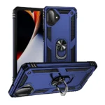 34C Slim Shockproof Ring Armor Stand Phone Case for Samsung Galaxy A07 Blue