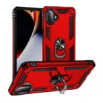 34D Slim Shockproof Ring Armor Stand Phone Case for Samsung Galaxy A07 Red
