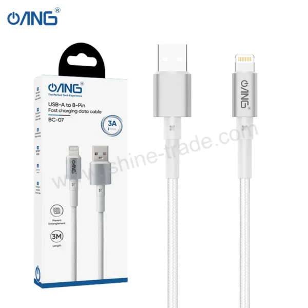 37B ANG BC07 USB To Lightning Braided Data Cable 60W 3 Meter White