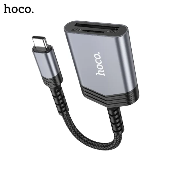 40C HOCO UA25 Type C 2in1 Card Reader Metal Gray