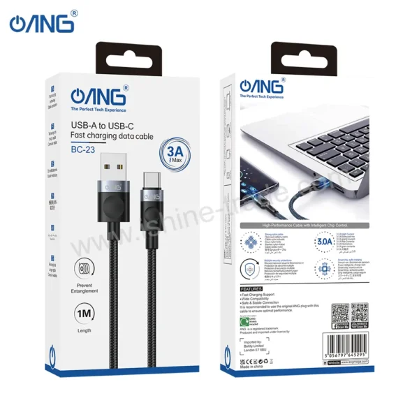 ANG BC23 - USB To Type C Braided Fast Charging Cable - 1 Meter-1
