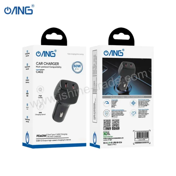18C ANG CA02 Dual PD 60W Car Charger